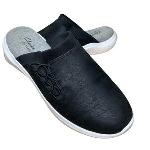 Clarks Cloudstepper Nova Black Mules 7 Comfort Slip On Ortholite Sandals Shoes